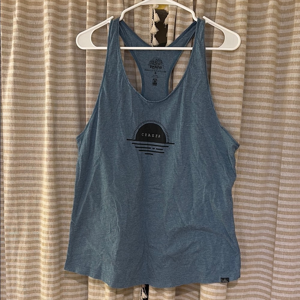 Prana XL Blue Graphic racerback Tank Top